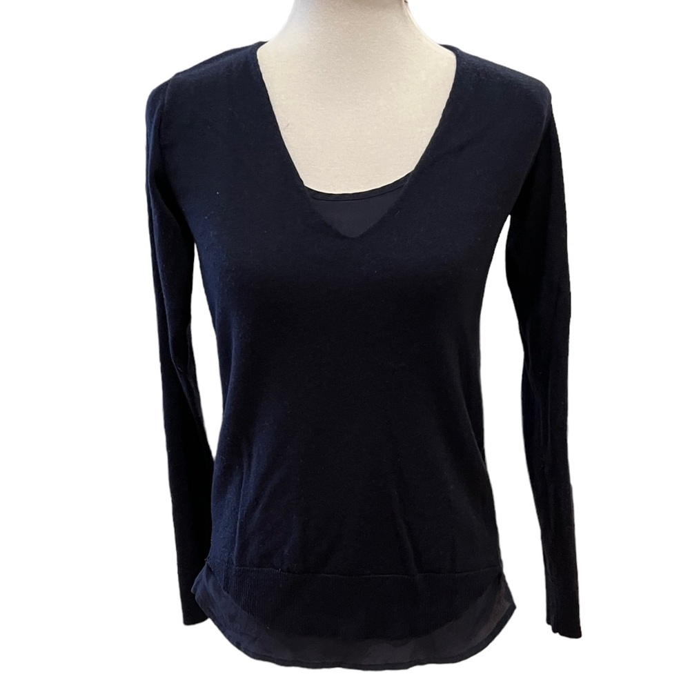 Comptoir des cotonnieres knit with faux shirt shield and cuffs Sz M